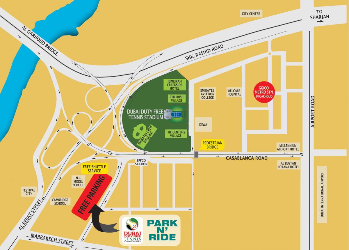 Dubai duty free tennis stadium mapa umístění