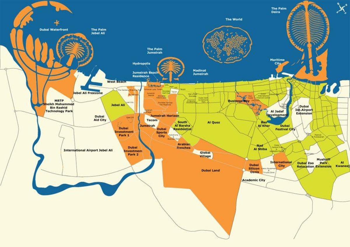 Dubaj mapa ostrovy