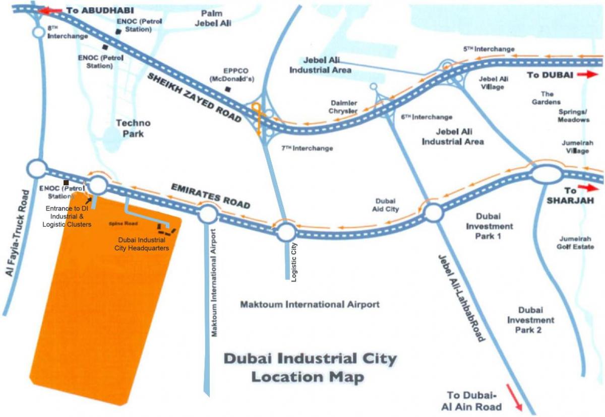 mapa Dubai průmyslové město