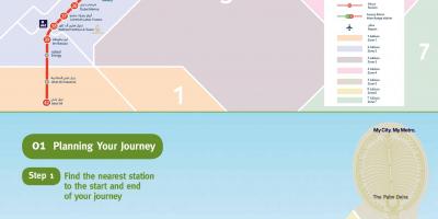 Mapa Metro v Dubaji zelená linka
