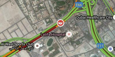 Latifa hospital Dubaj mapa umístění