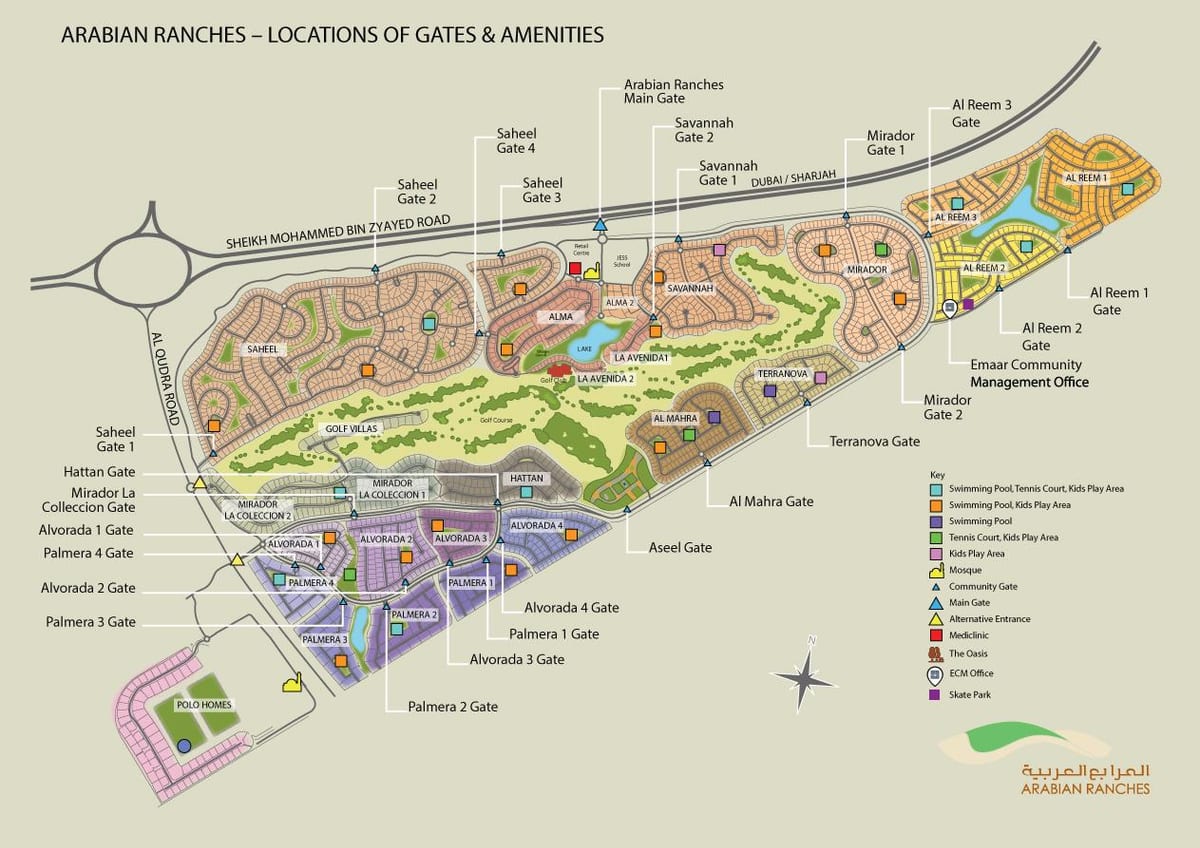 Arabian ranches Dubai poloha na mapě