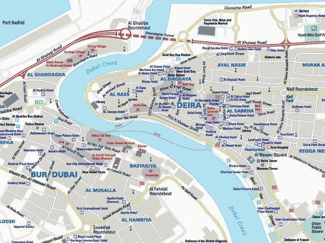 mapa Deira Dubaj