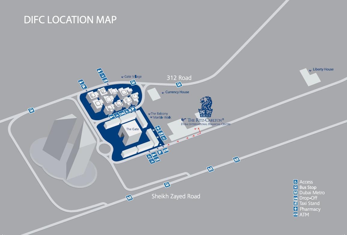 Dubaj DIFC mapě