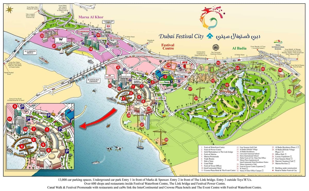 Dubai festival city mapě