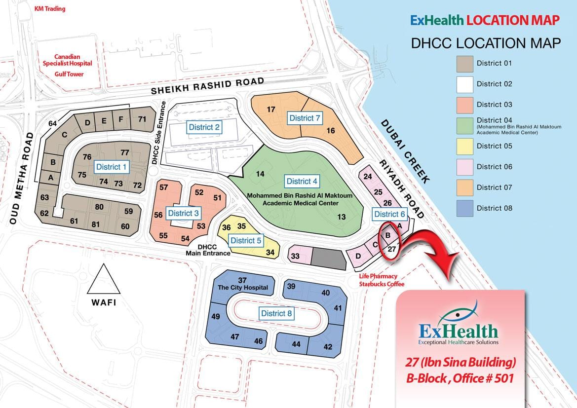 mapa Dubai healthcare city