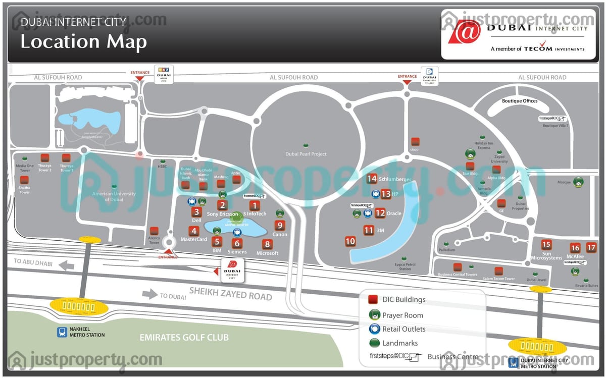 mapa Dubai internet city
