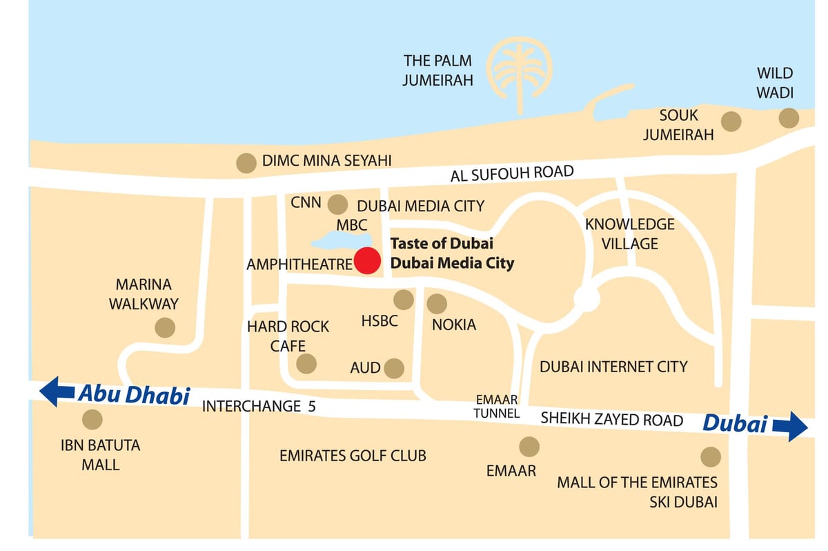 Dubai media city umístění na mapě