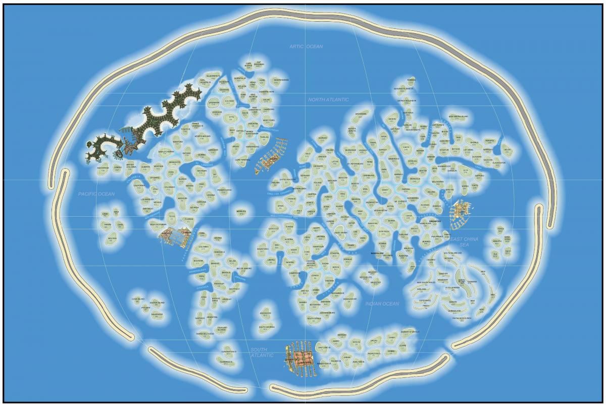 mapa světa, ostrov v Dubaji