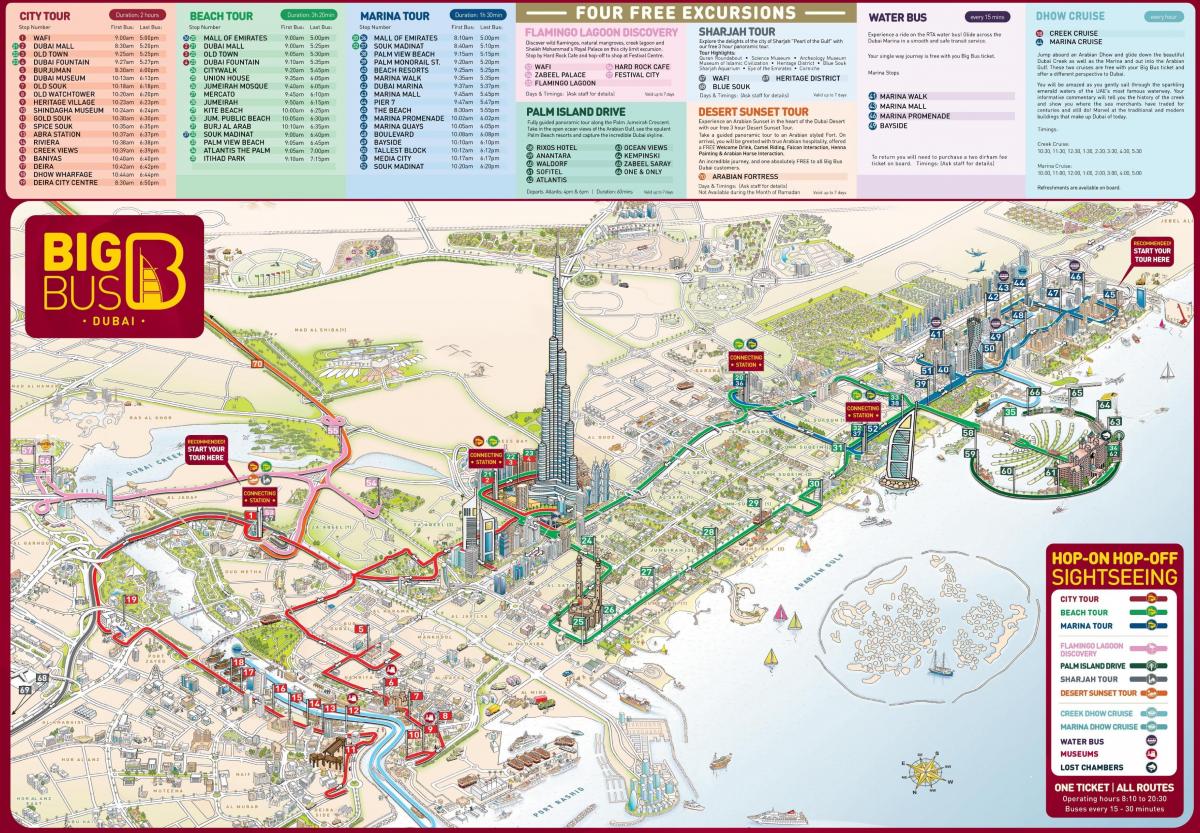 Dubaj mapa s turistických atrakcí