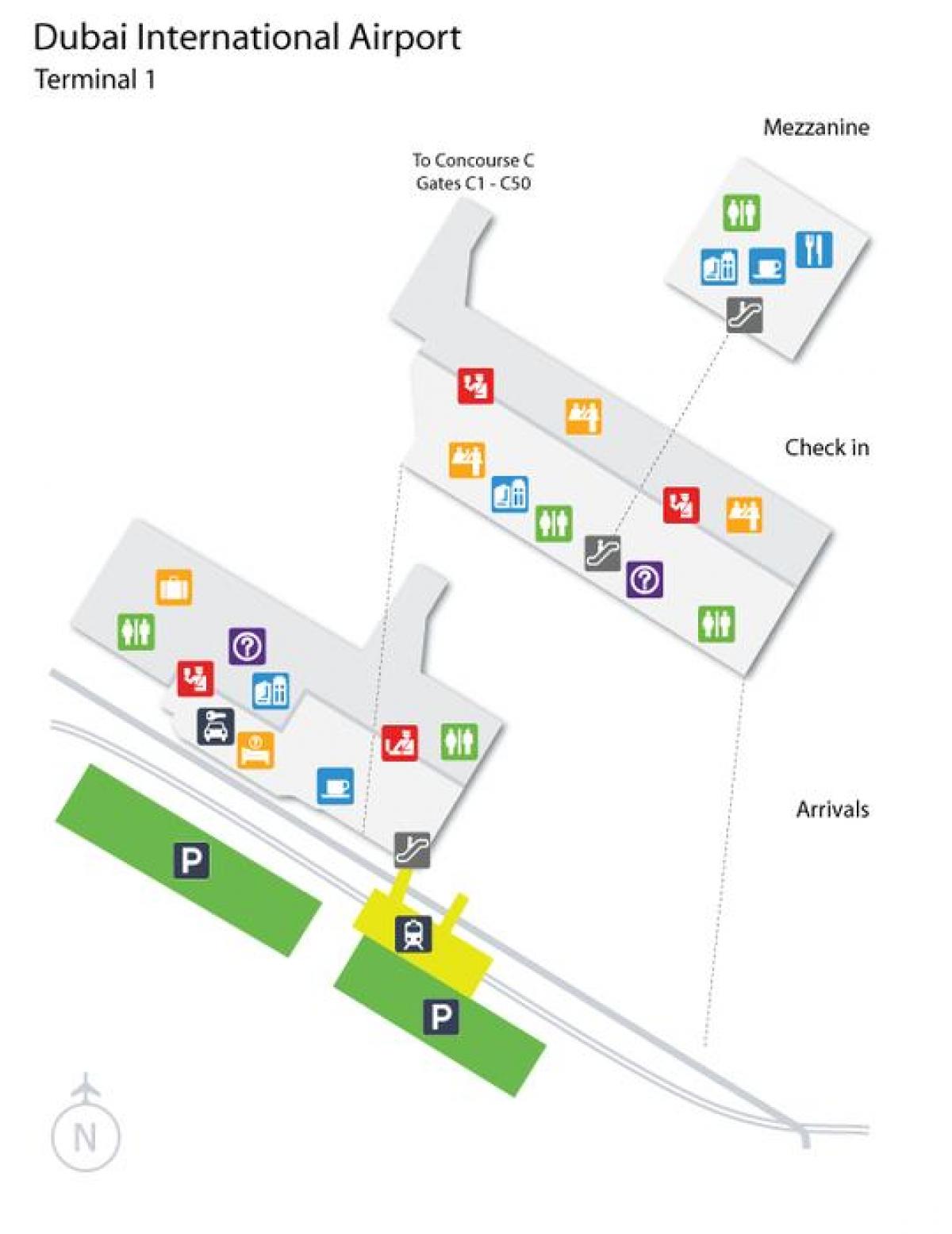 Dubaj letiště terminál 1 poloha na mapě