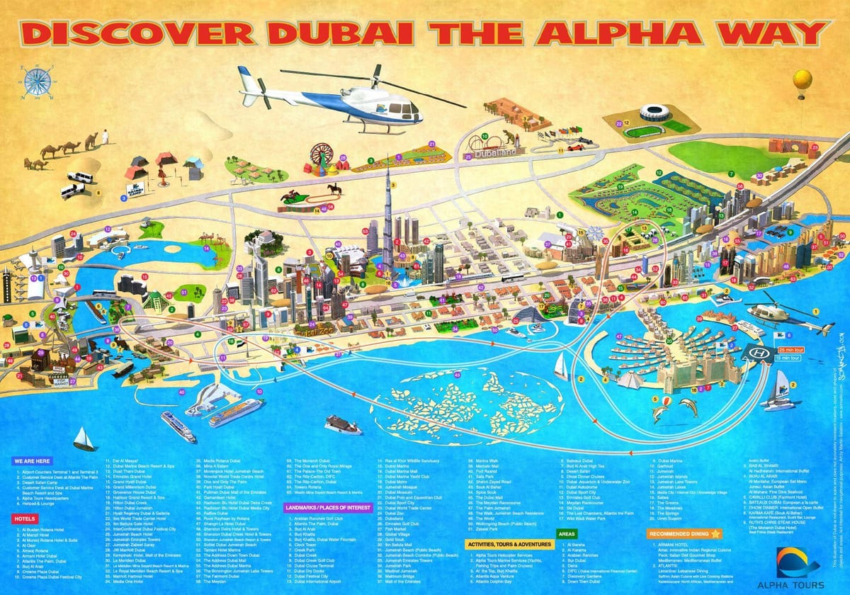Dubaj body zájmu v mapě