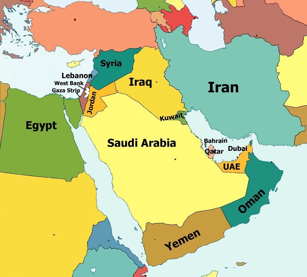 Dubaj mapa střední východ