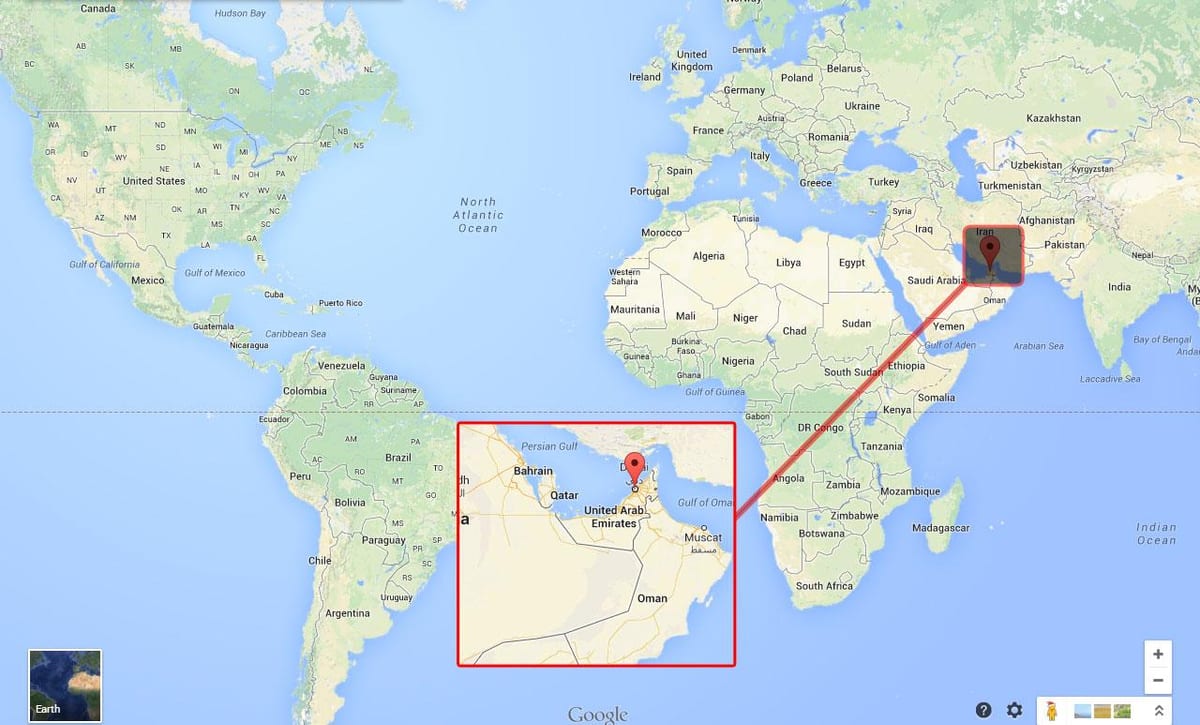 Dubai na mapě světa