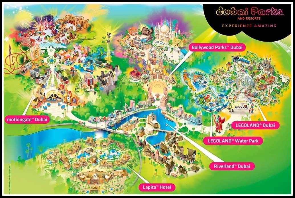 Dubaj parků a letovisek poloha na mapě