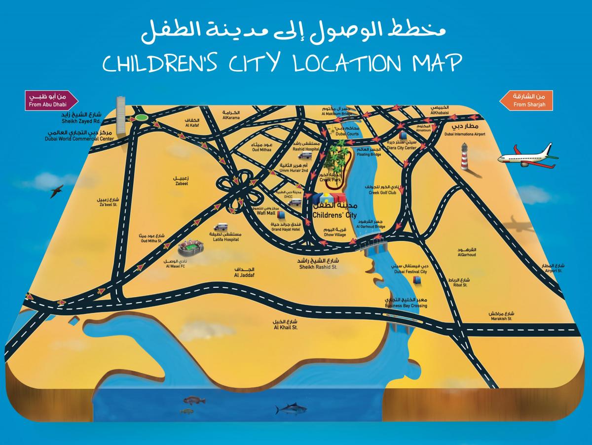 mapa pro Děti v Dubaji