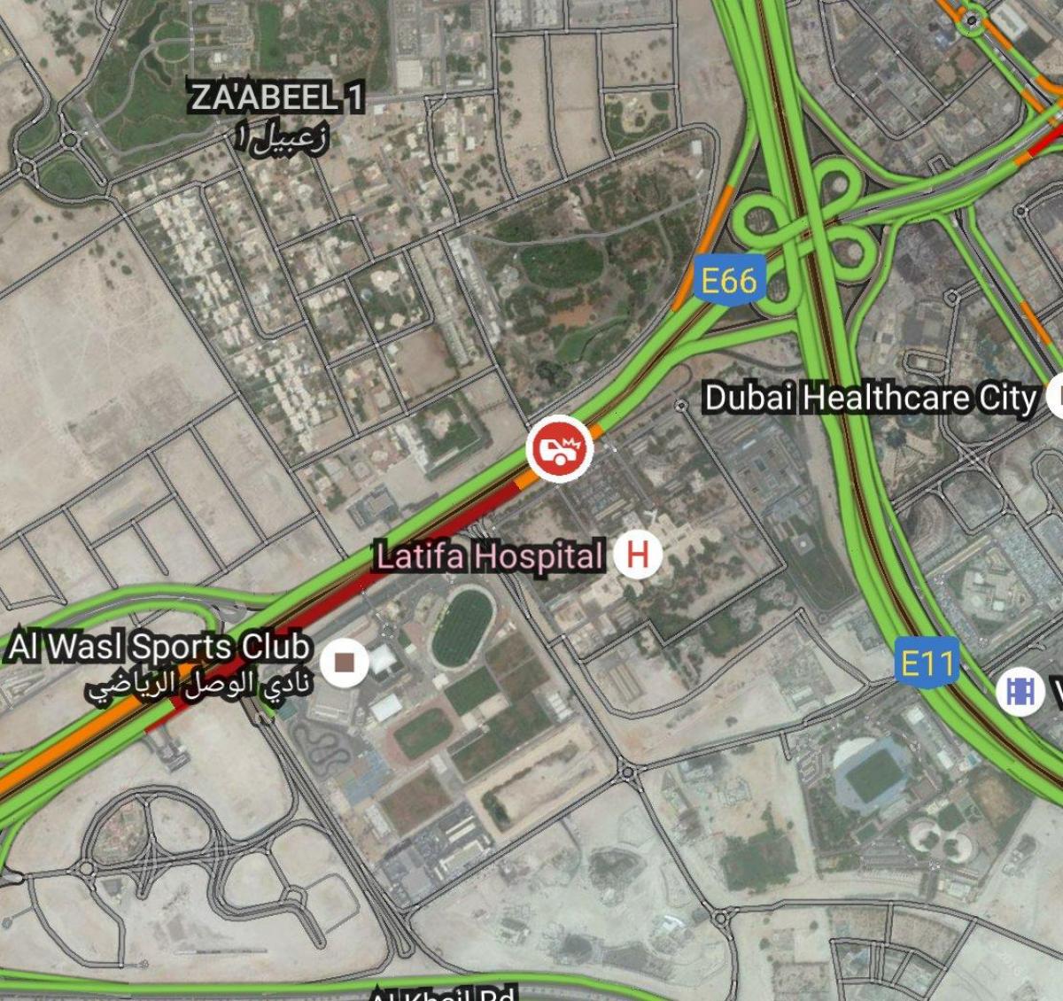 latifa hospital Dubaj mapa umístění