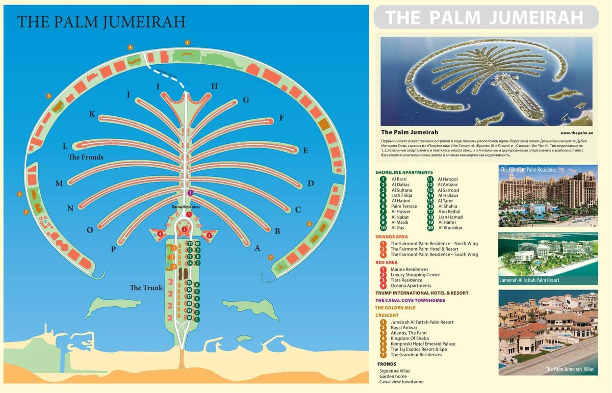 mapa Palm Jumeirah Dubaj