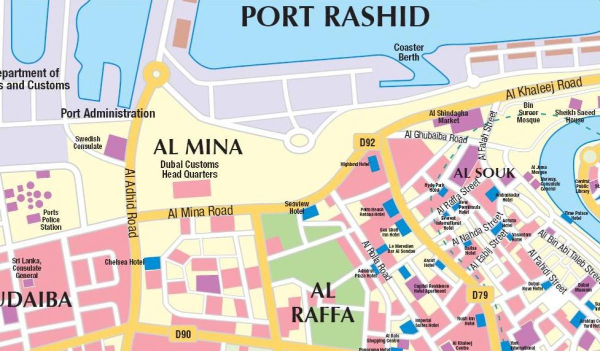 Dubaj, přístav, mapa