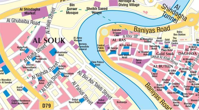 mapa staré Dubaj