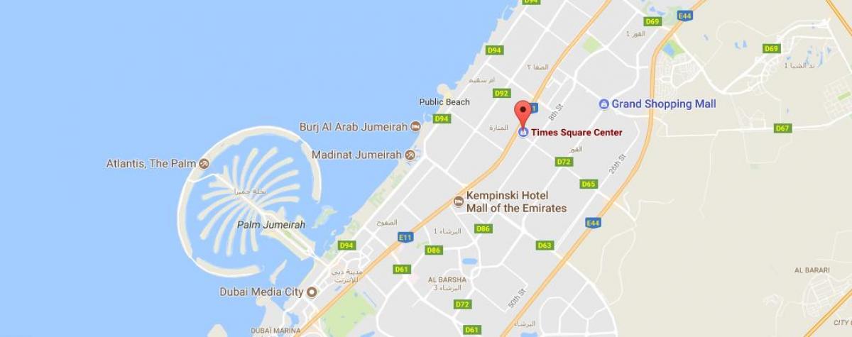 mapa Náměstí Times square Center v Dubaji