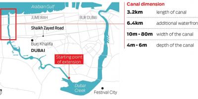 Mapa Dubai kanál