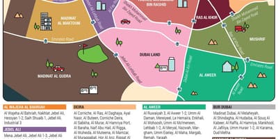 Mapa Dubai okresů